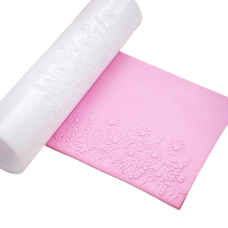 Ergonomic Floral Pattern Clay Embossing Roller For Polymer Jewelry Making Earrings Crafting Supplies Rolling Pin