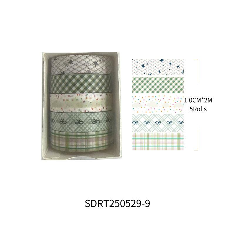 Qianmo Washi Tape Pack 5 Rolls Aesthetic Decorative Adhesive Tape for Journal Stickers DIY Supplies Bulk