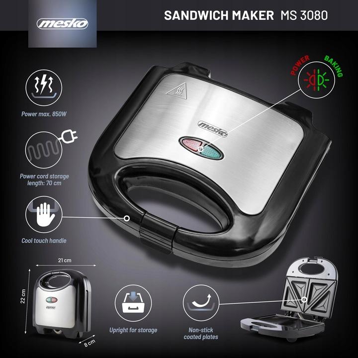 Opiekacz Do Kanapek Tostów Toster Sandwich Na 2 Kanapki Powłoka Non-Stick