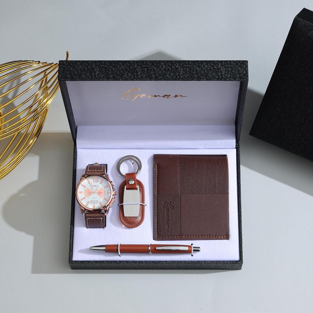 Weihnachtsgeschenkset: Ledergürtel, Uhr, Brieftasche für Freund