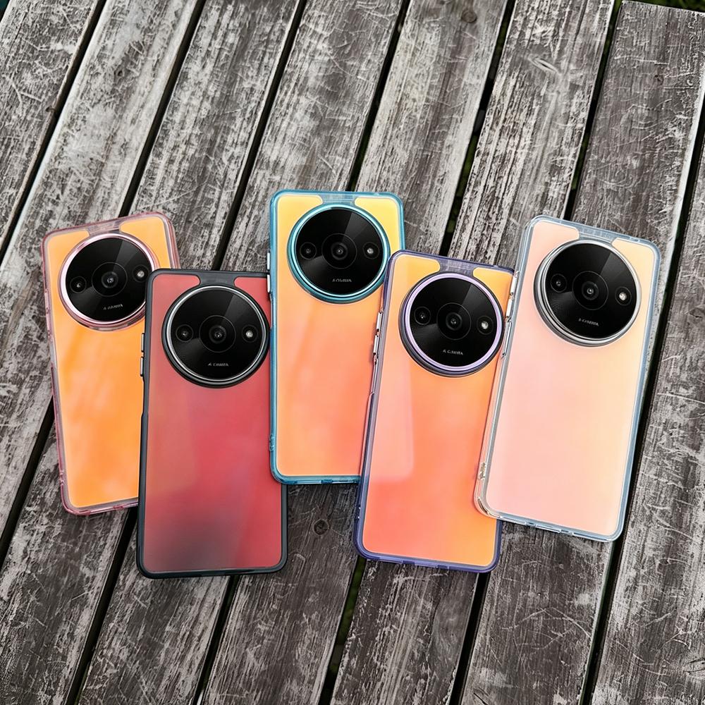 KEYSION Fashion Laser Gradient Colorful Phone Case for Xiaomi Redmi A3 A3X Soft TPU+PC Shockproof Back Cover for Xiaomi POCO C61