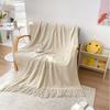 Tassel Blanket 100% Acrylic Bedside Towel Solid Color Plaid Knitted Blanket Nap/Travel Shawl Home Sofa Towel manta