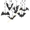 55KF Set of 30 Glittered Bats Swirls Hanging Ornament for Birthday Festival Parties