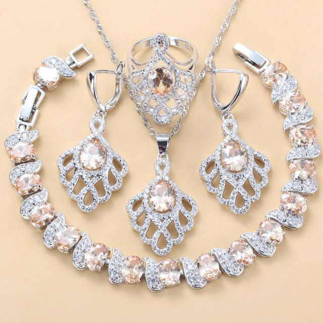 Modré šperky se vsazenými drahokamy Přívěsek Náušnice Náhrdelník a Prsten Dámská sada