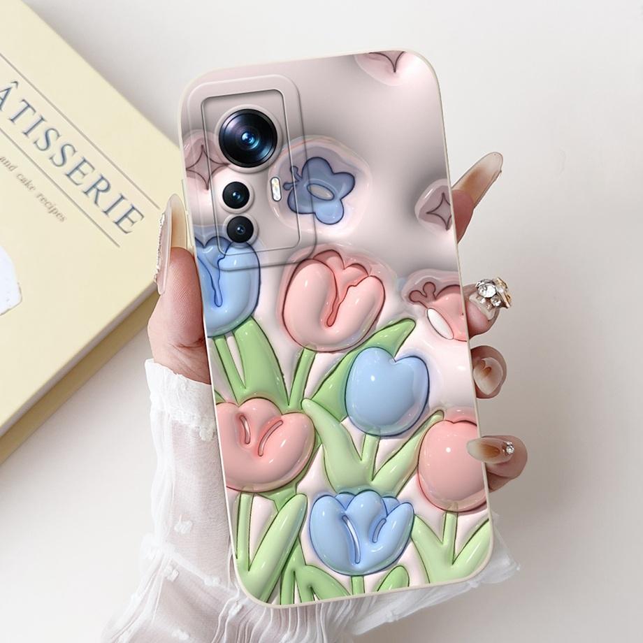 Für Xiaomi 12 12s 12x 12T Pro 12s Pro 12 Lite 12Ultra Handyhülle Flüssigsilikon Weiche Rückabdeckung Kaninchen Panda Blume Capa Tasche