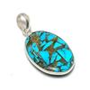 Copper Blue Turquoise 925 Solid Sterling Silver Jewelry Pendant 1.46" GK-5636