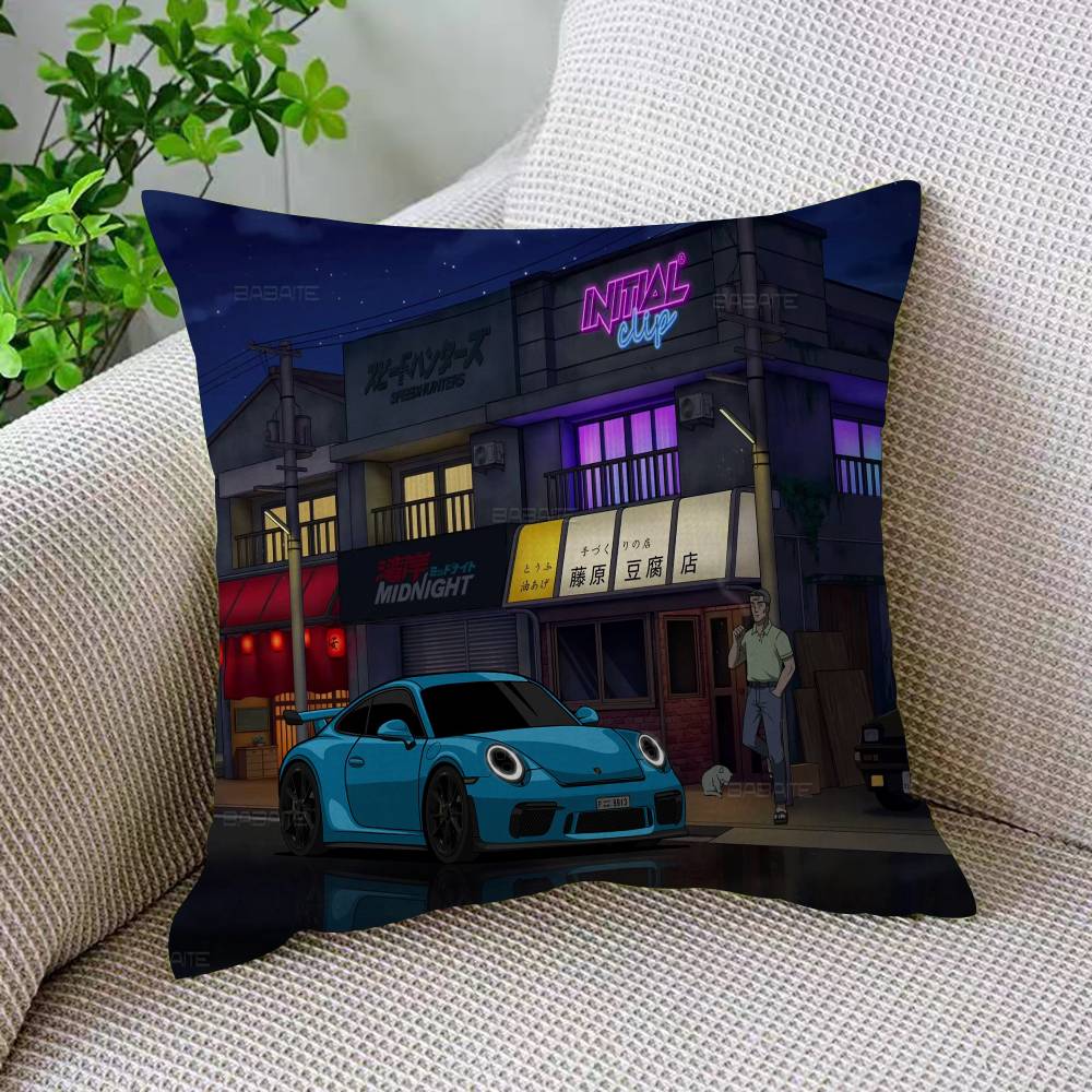Initial D Fujiwara Tofu Shop Personalized Picture Text Home Decorative Pillows Household Gifts 45x45cm