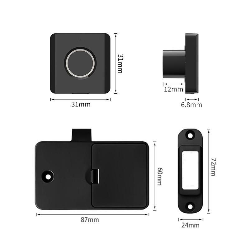 Fingerprint Drawer Cabinet Lock Smart Wardrobe Furniture Fingerprint Locks APP Intelligent Management Mailbox Locks