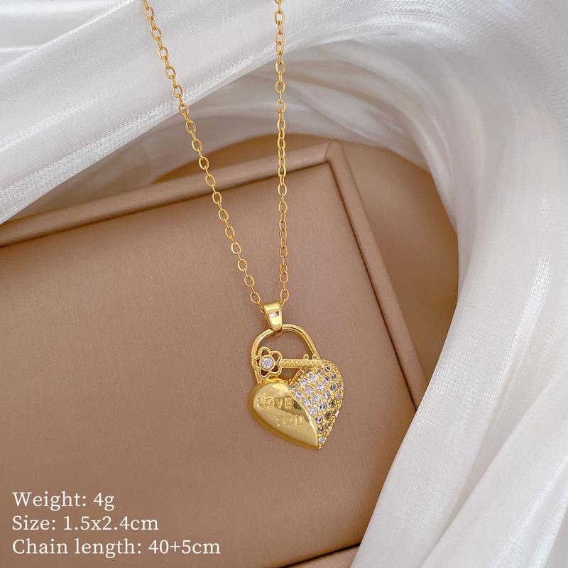 Copper Micro-Inlaid Necklace Women'S Copper Micro-Inlaid Real Gold Electroplating Simple And Exquisite Collarbone Chain Neck Chain