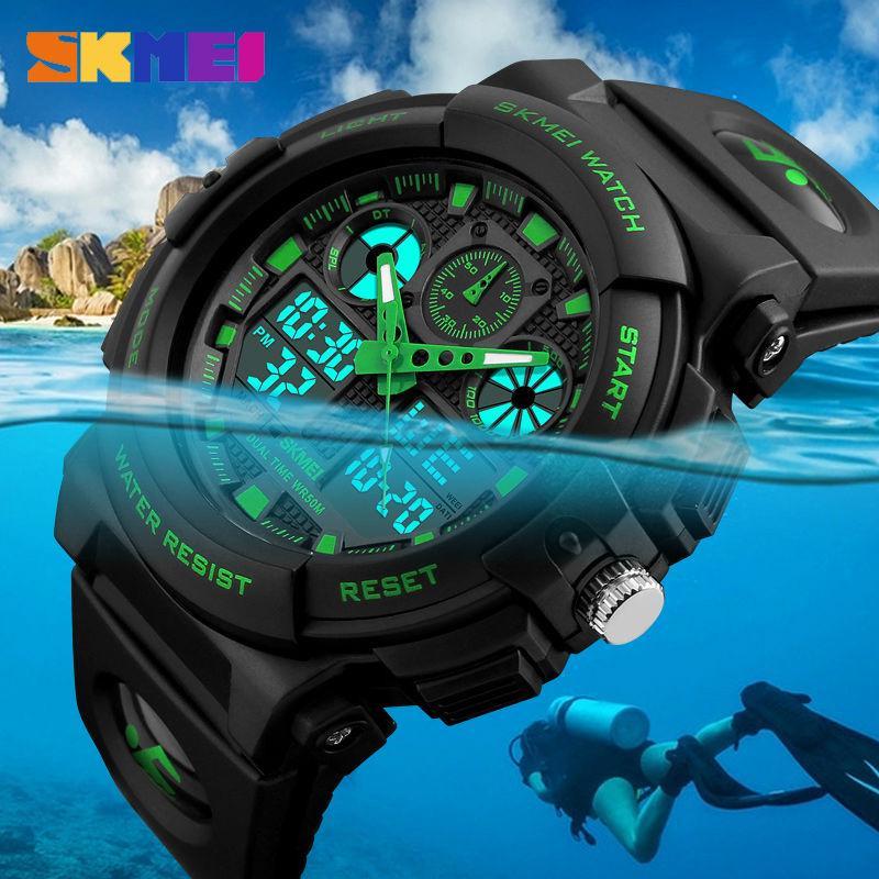 SKMEI Fashion Men's Waterproof Sports Analog Quartz Dual Display Watch Military Digital Led Watches
