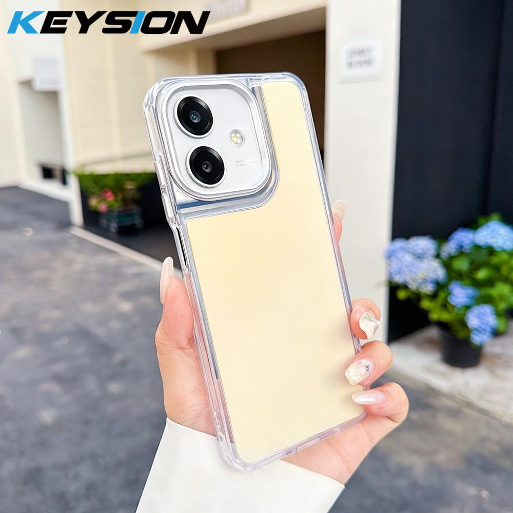 KEYSION Fashion Laser Gradient Colorful Phone Case for OPPO A3X 5G A3 Soft TPU+PC Shockproof Back Cover for OPPO A5i