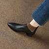 Autumn Winter Pointed Toe Leather Female Short Shoes Elegant With Low Heels Women'S Ankle Boots High Quality Trend  Booties