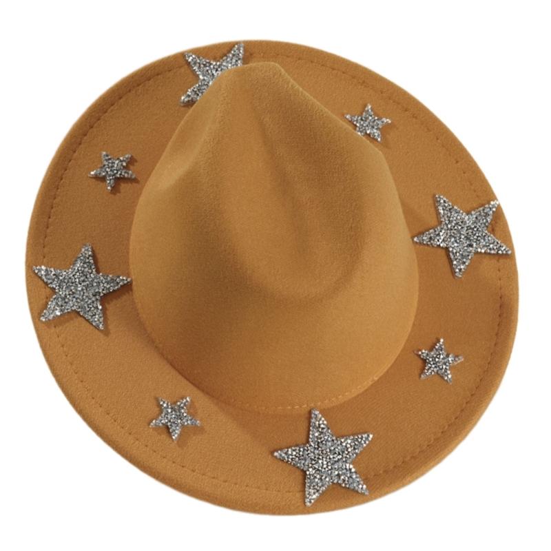 Sparkling Rhinestones Star Western Hat For Women Oversized Comfortable Hat Headpiece All Weather Stylish Headwear