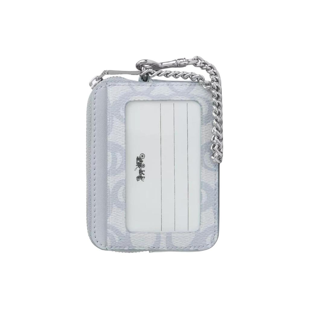 Coach Signature 11 Logo Design Coated Canvas Card Case Mini Women Card Case Blue CBL78-SVNB9