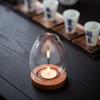 Windproof Candle Shade Cover Candle Shade Cover with Wood Base Home Decorations