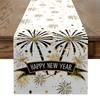 1pc, Happy New Year 2025 Table Runner, Golden Christmas Winter Indoor Outdoor Home Decor Party Supply