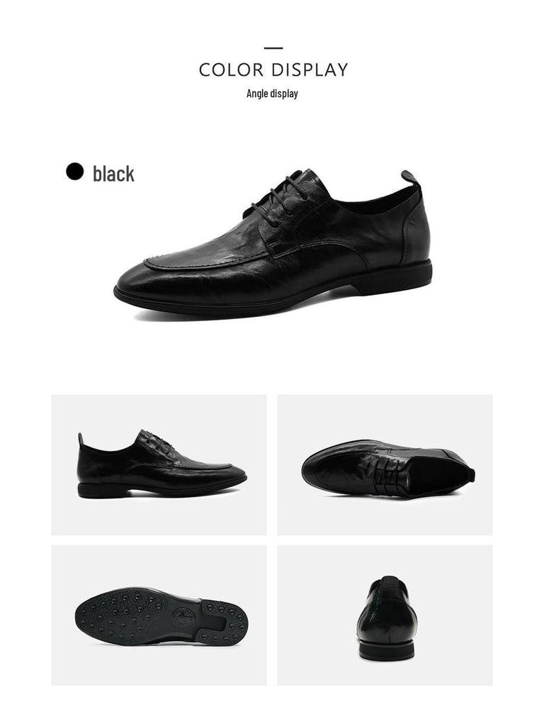 Men's English Style Pointed Toe Leather Shoes - Autumn/Winter Fashion, Soft Sole, Genuine Leather, Business Formal & Trendy.