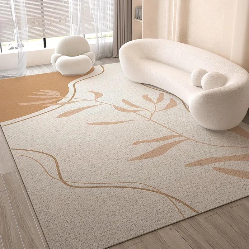 Cream Style Line Living Room Floor Mat, Large-Sized Sofa, Coffee Table Blanket, Bedroom Carpet, Home Decoration
