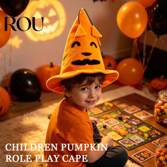 Lightweight Halloween Cosplay Cape Pumpkin Poncho Costume for Kids Adults, Unisex Soft Adjustable Neckline Cloak Cape, Party Outfits Masquerade,
