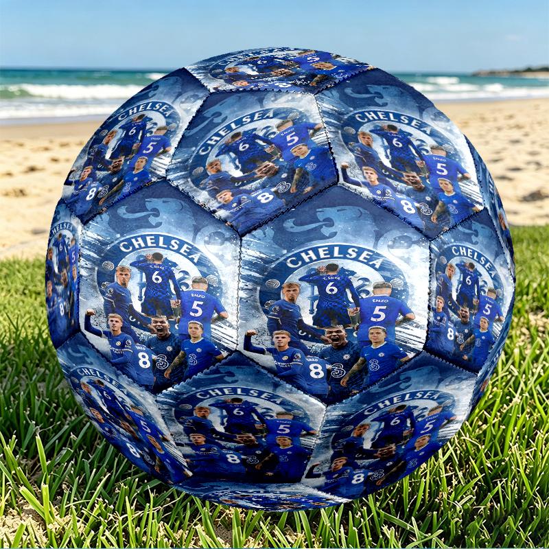 Chelsea F.C. Aufdruck Größe 5 Fußball, PU Abriebfester Fußball für Spieltraining und tägliches Üben, Geburtstagsgeschenk für Fußballfans