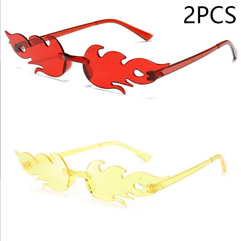 Flame Sunglasses Rimless Colorful Ball Party Candy Hip-hop Fruit One-piece Glasses Stylish Unique Fashion