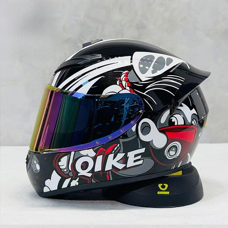 High-Definition Graphic Dynamic Dual R Full Face Motorcycle Helmet for Men Women City Commuting with Unique Artistic Designs