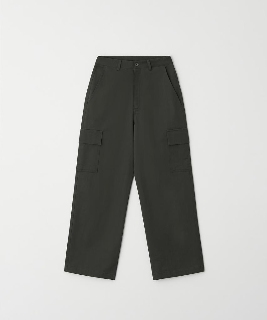 BUT'TON Cargo Pocket Wide Pants (Charcoal)
