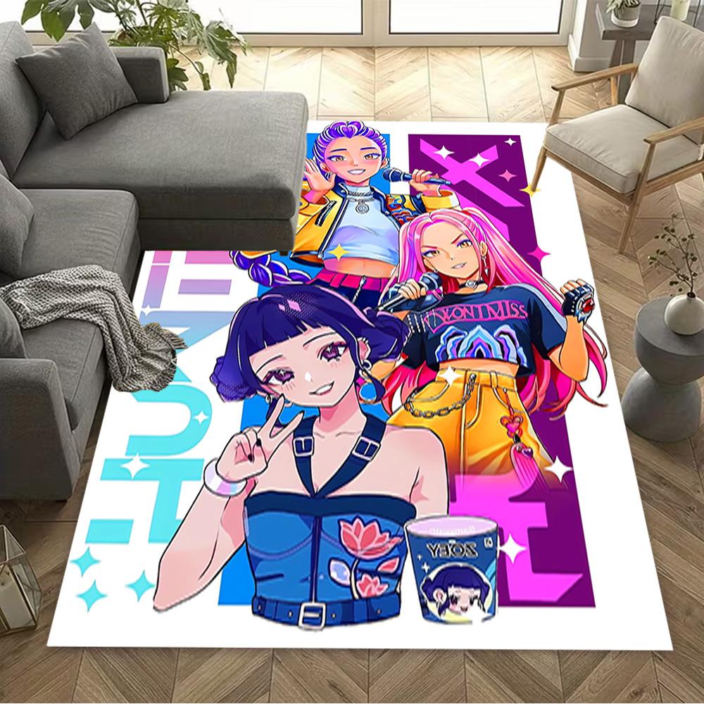 1pc K-pop Demon Hunters Rug Home Carpet Decoration Office Decor Gift Living Room Bedroom