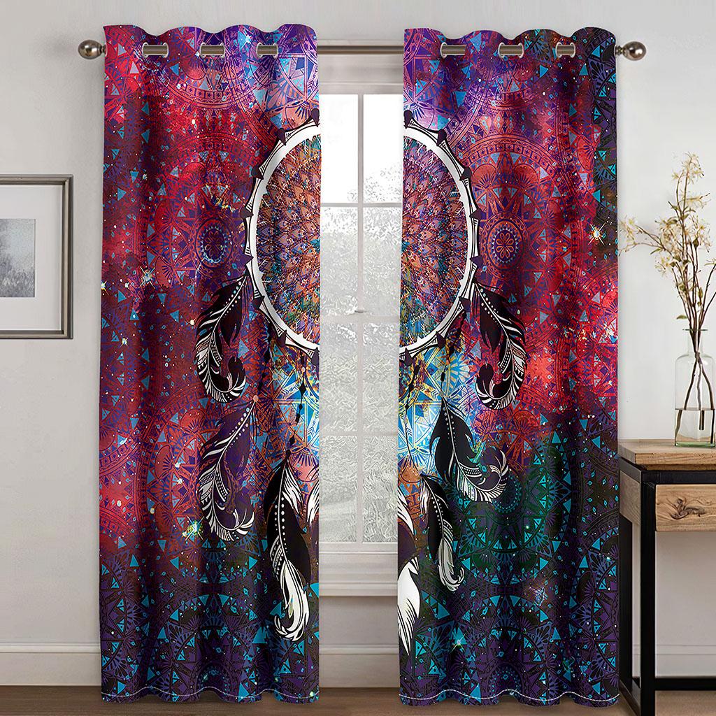 Traumfänger Bedruckte Webvorhänge Zwei unabhängige Vorhänge Links und Rechts Verdunklungsvorhänge für Schlafzimmer