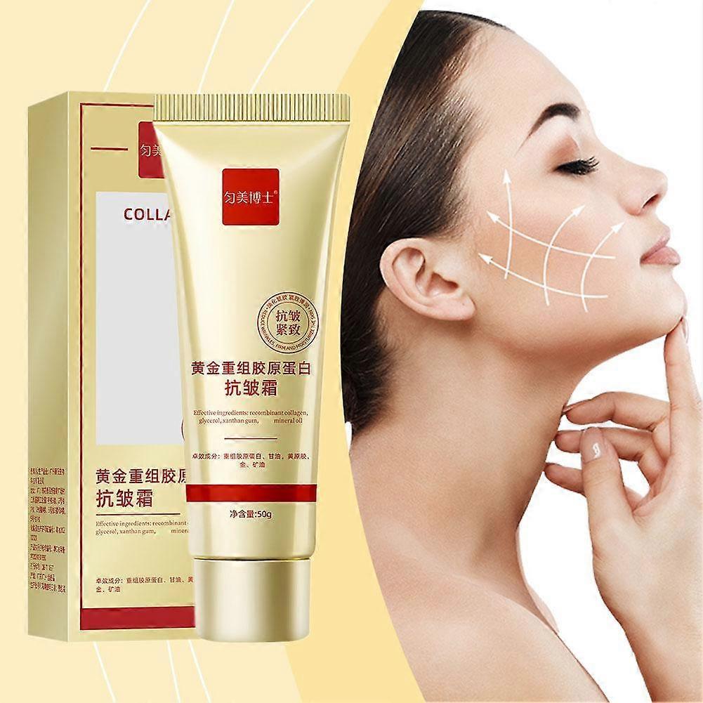 50g(A)$Golden Recombinant Collagen Anti-wrinkle Cream Soothes Dry Lines, Moisturizes, Tightens and Makes Your Skin Shiny