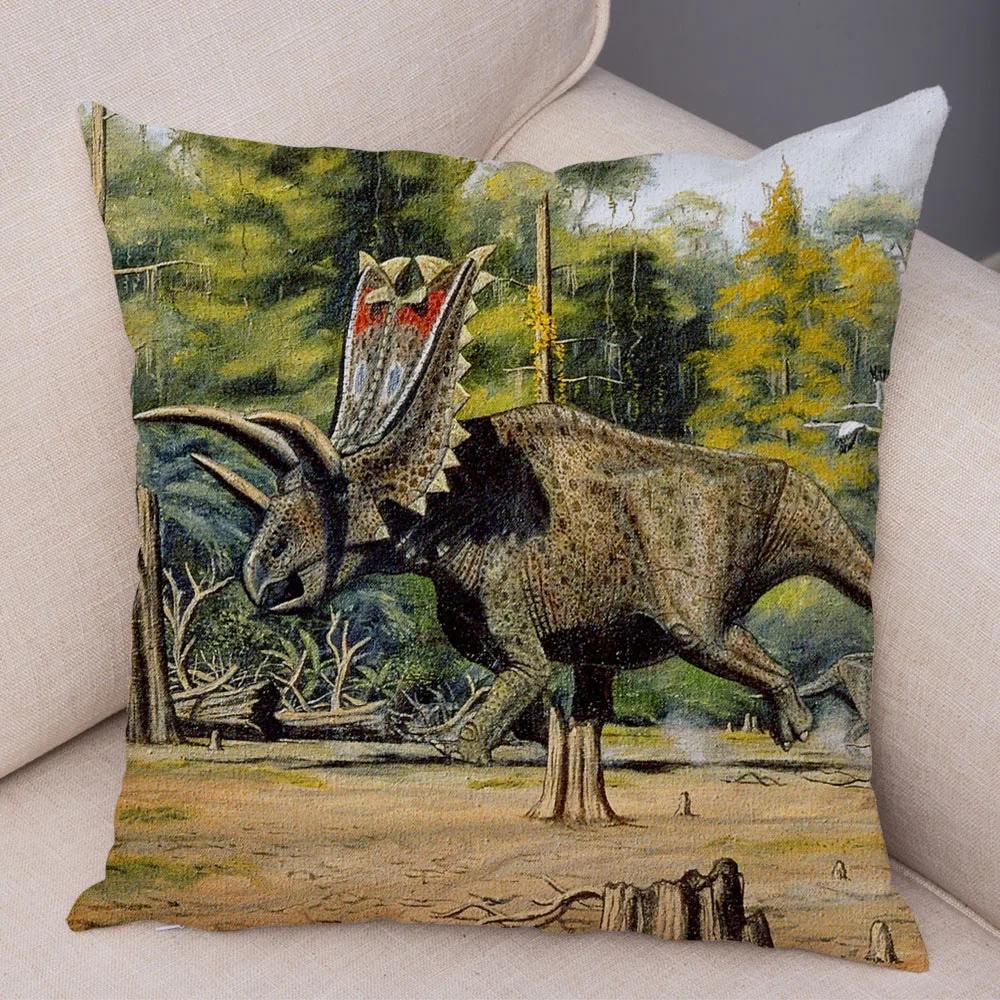 Car Sofa Home Pillowcase Jurassic Dinosaur Cushion Cover Decorative Wildlife Print