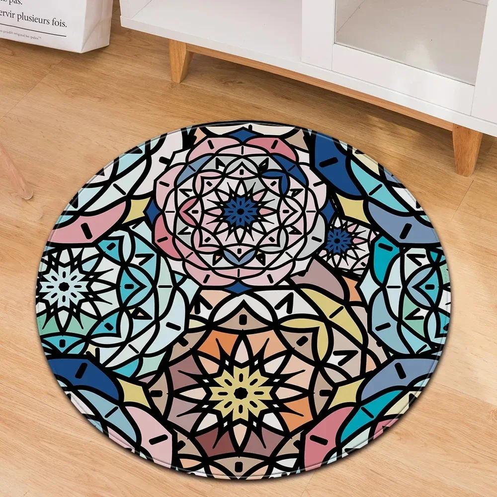 Crystal Velvet Trippy Rainbow Swirl Round Rug,Colorful Psychedelic Print Non Slip Floor Mat for Bedroom, Living Room,Chair Decor