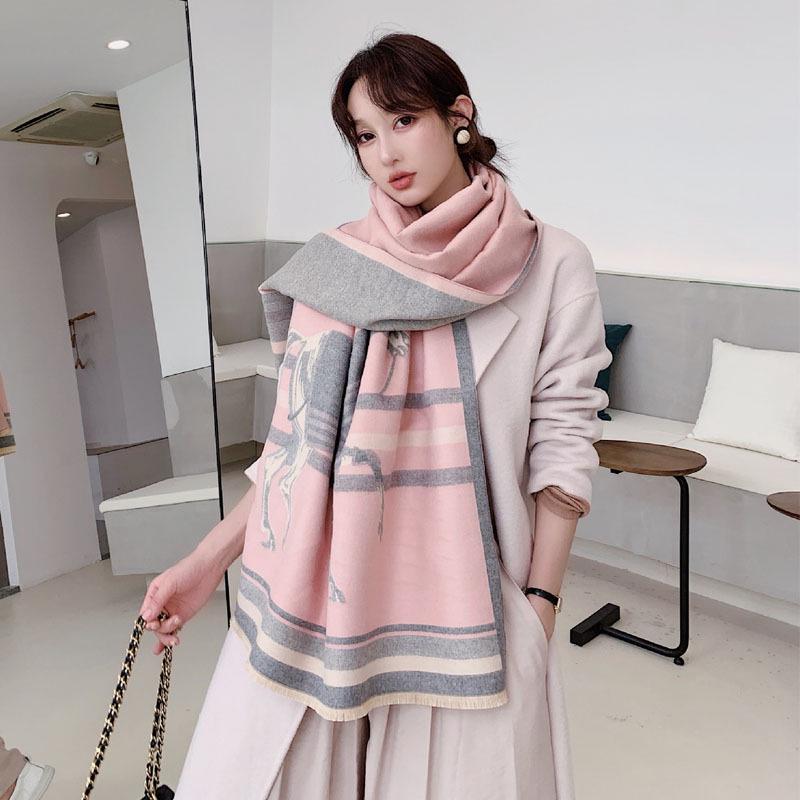 Women's Imitation Cashmere Scarf: Versatile Autumn/Winter Warm Double-Sided Wool Snood and High-End Dual-Use Shawl