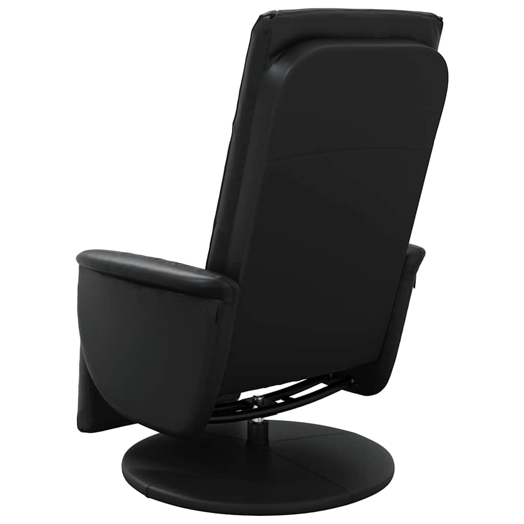 Recliner Chair with Footrest Black Faux Leather