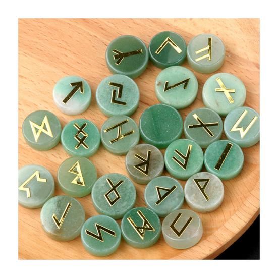 25Pcs Faux Crystal Agate Rune Stone Set Alphabet Rune Round Set Nordic Germanic Language Stone for Witchcraft Fortune-Telling
