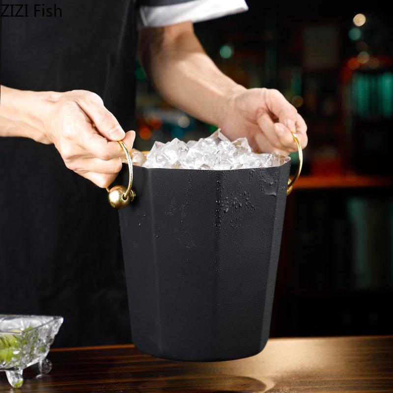 European Stainless Steel Ice Bucket Beer Red Wine Juice Drink Cooler Bar Family Party Champagne Ice Bucket Bar Wine Accessories