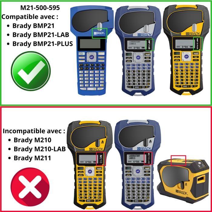 Compatible Tape - Phonillico® - M21-500-595 - White Vinyl - 12.7mm - 6.4m