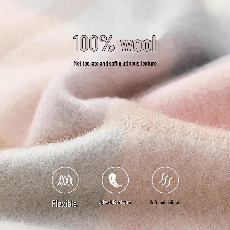 Hengyuanxiang Women's 100% Wool Plaid Scarf