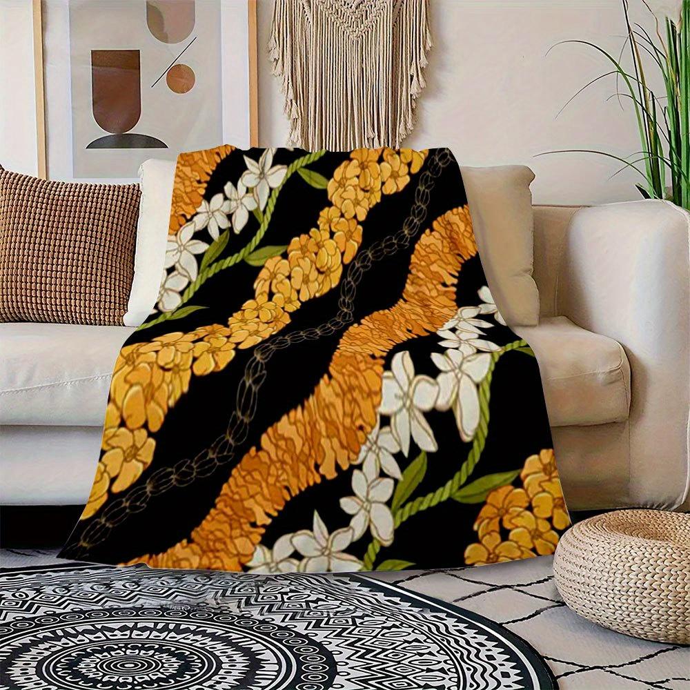Hawaiian Floral Ultra-Soft HD Polyester Printed Soft Blanket for Home, Office, Travel, Outdoor, Air Conditioning