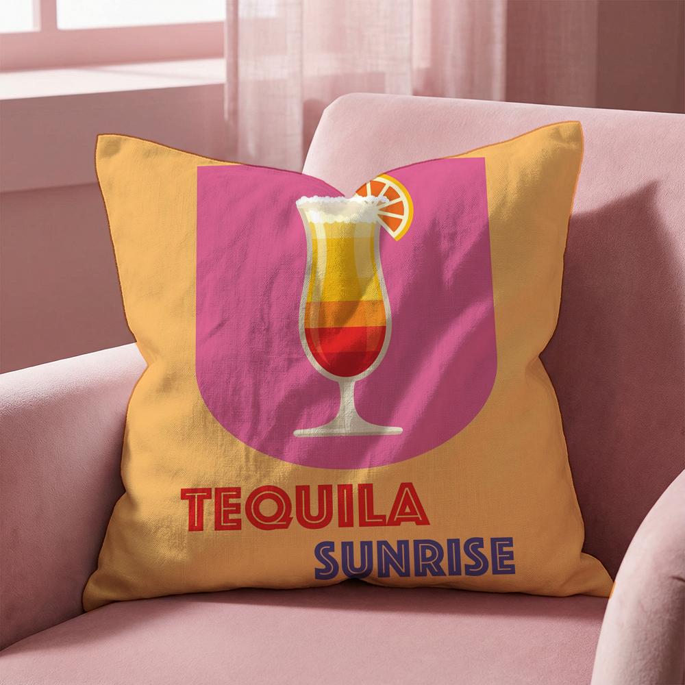 Tequila Sunrise Cocktail Kissenbezug Mehrzweck-Kissenbezug für Zuhause & Auto - Wendbar, Weich & Langlebig für den täglichen Gebrauch