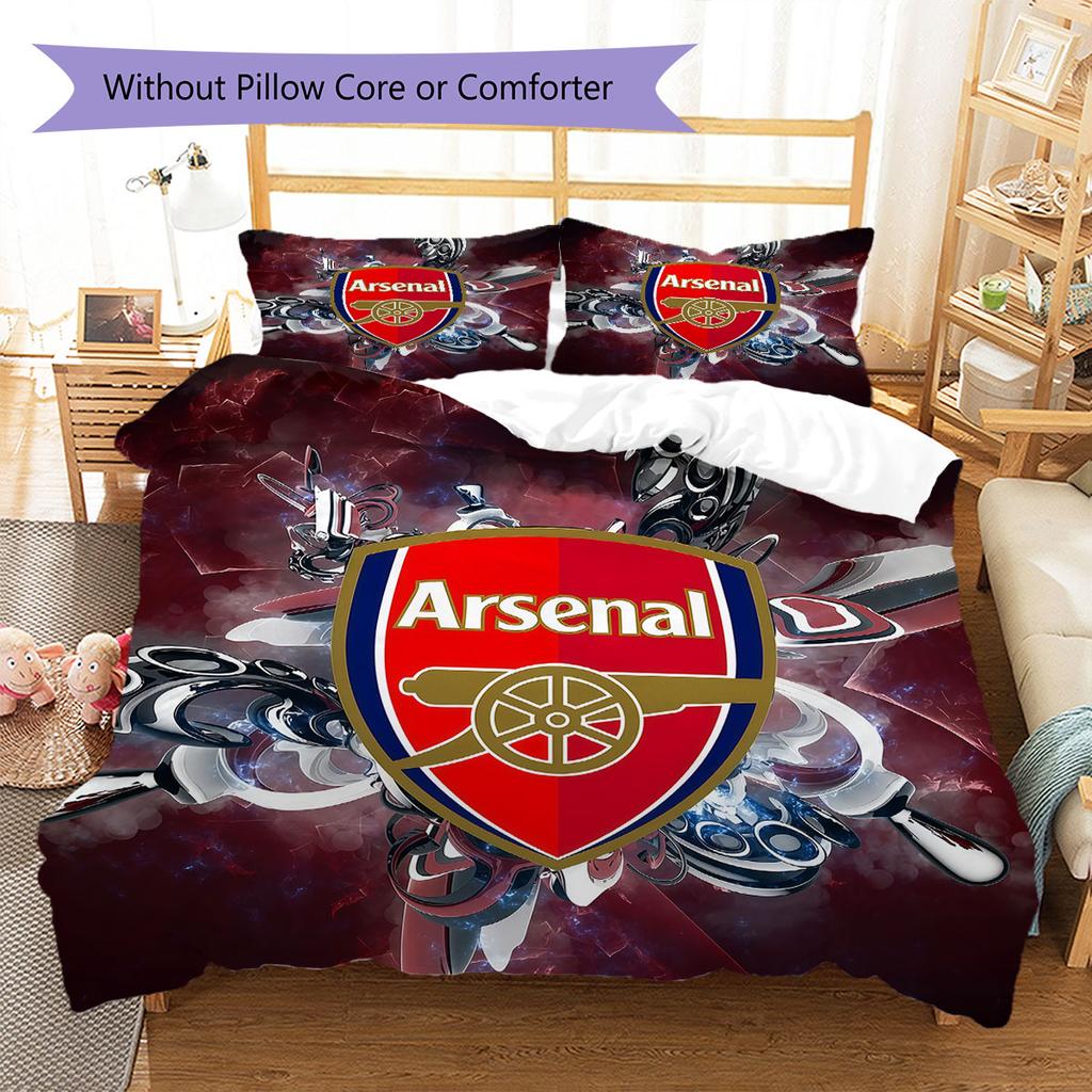 Arsenal F Pattern Bedding,Quilt Set Quilt Cover Pillowcase Home Birthday Gift(1 * duvet cover + 2 * pillowcase, without core)