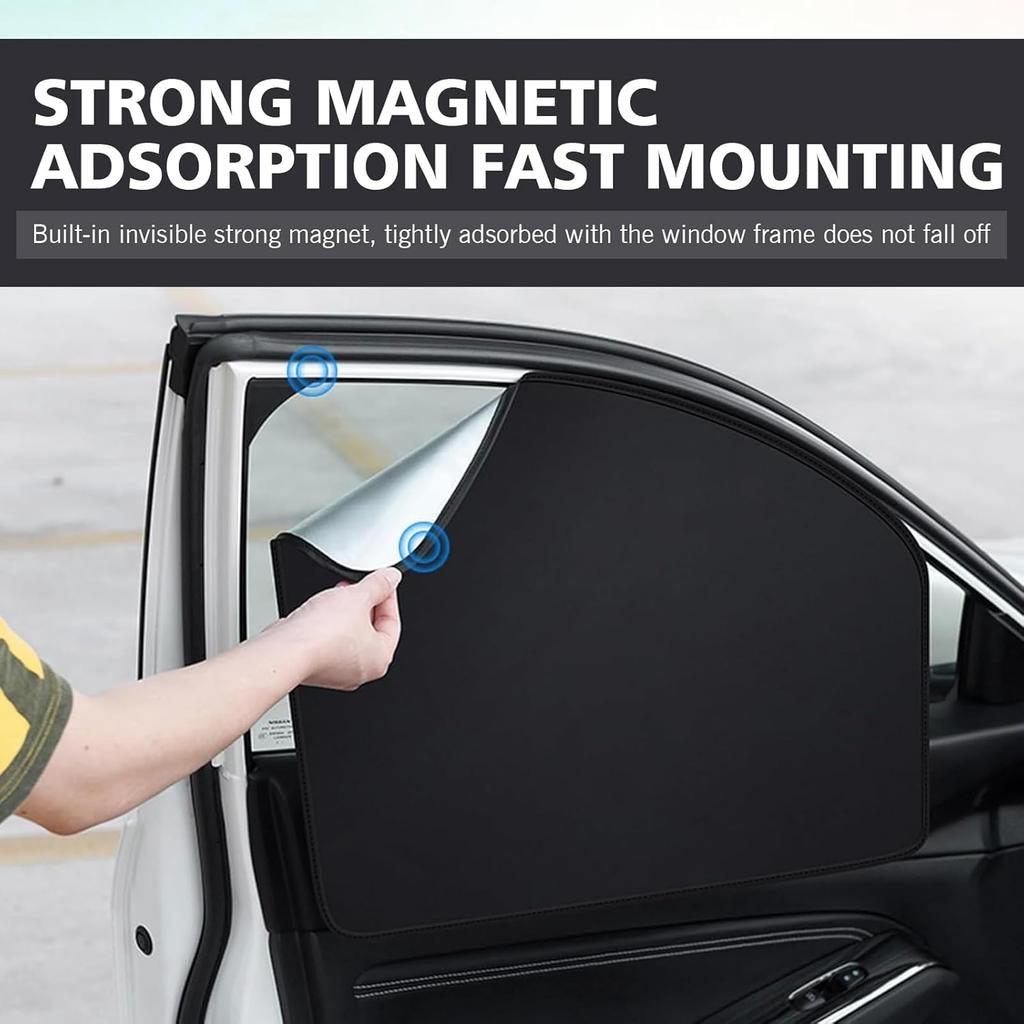 Downhill 4 PCS Car Side Window Sun Shades, Sun Protection Breathable Privacy Protection Car Window Sun Shades, Heat Ulation Magnetic Suction