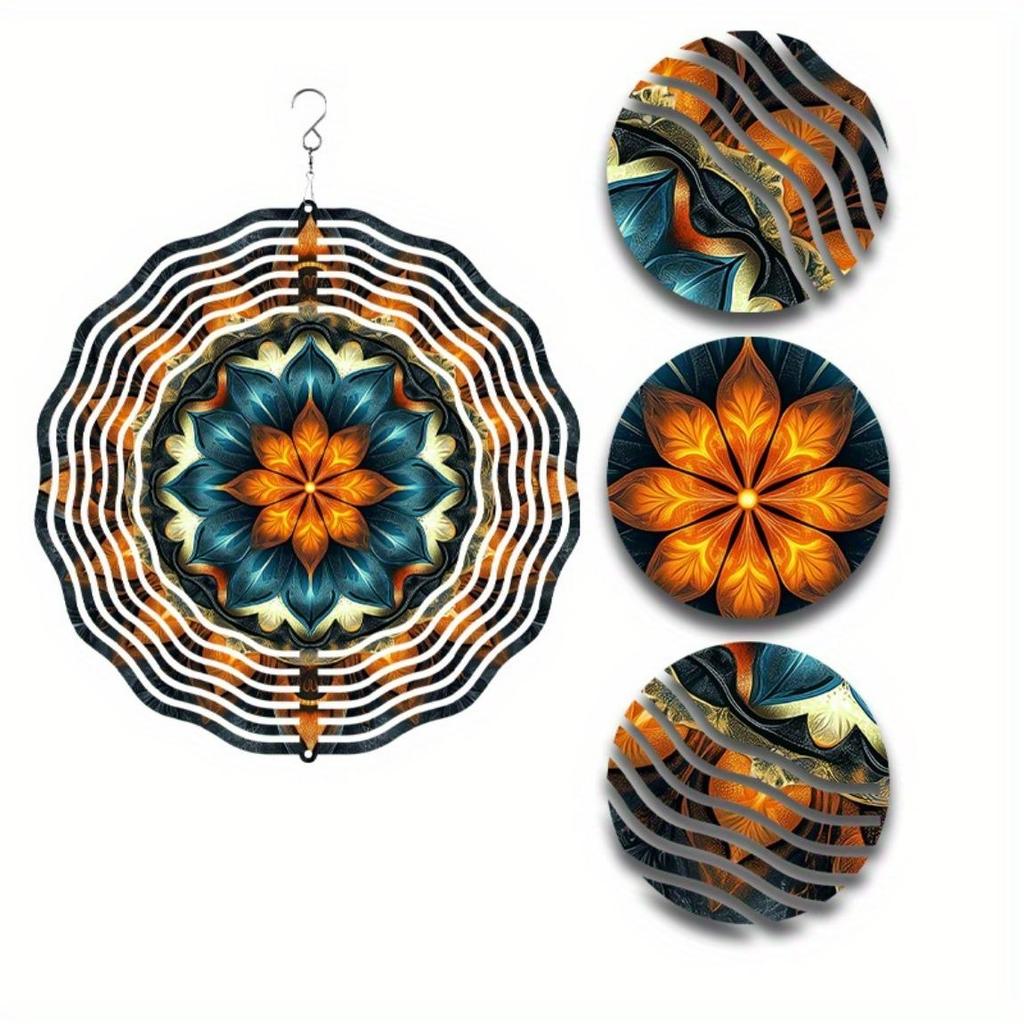 10palcová závěsná zvonkohra s mandalovým květinovým vzorem, dynamický umělecký design, 360stupňový háček pro jaro léto, dekorace na balkon, trávník, dárek s vysokým vkusem