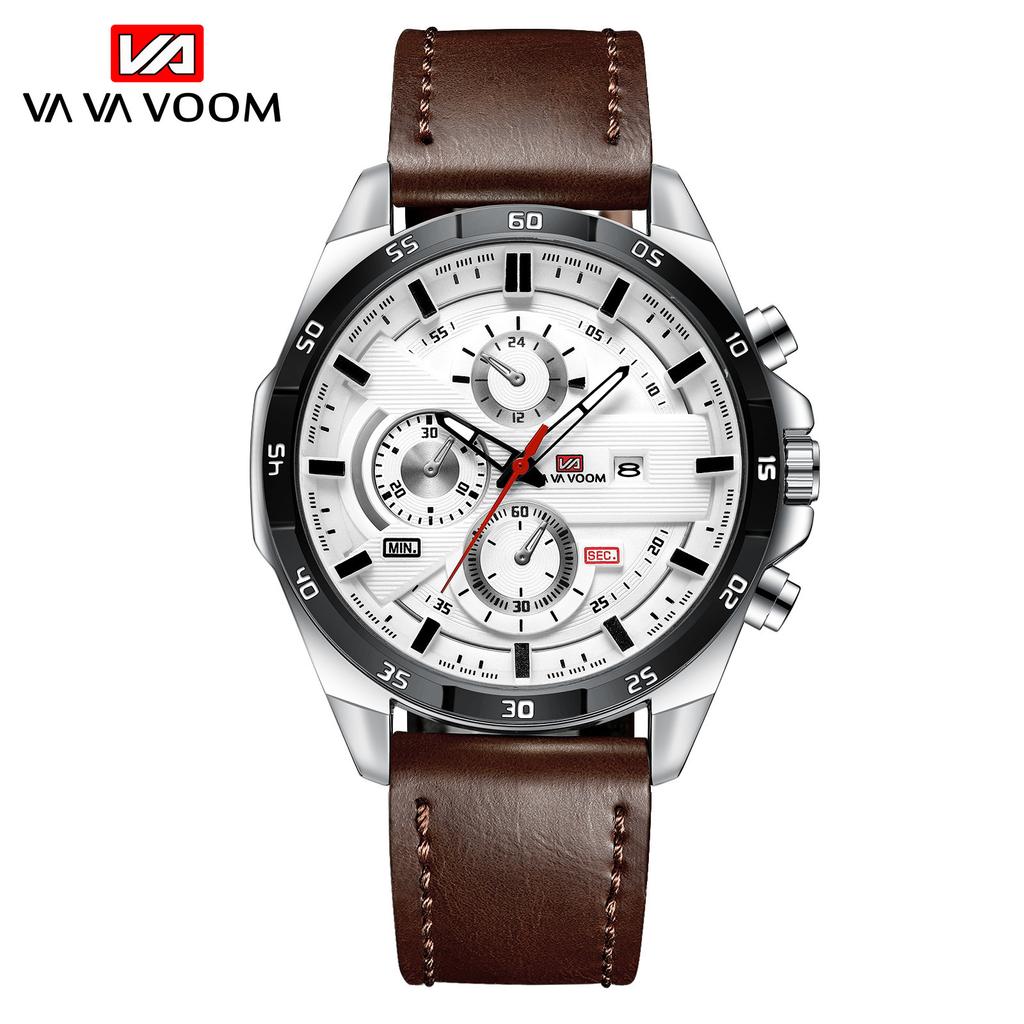 VA VA VOOM Belt Steel Belt Watch, Sports and Leisure Quartz Watch Calendar Men's Watch