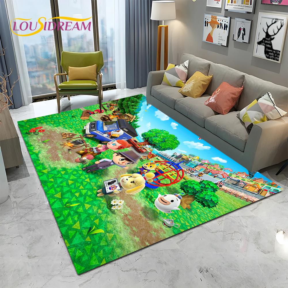 Cartoon Animal Crossing New Horizons Area Rug,Carpet Rug for Living Room Bedroom Sofa Doormat Decor,Kids Play Non-slip Floor Mat