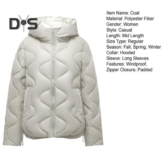 Жіноче зимове пухове пальто з м’якою вітрозахисною курткою з капюшоном і довгими рукавами, вільні потовщені кишені, суцільне кольорове бавовняне пальто для захисту шиї на блискавці.