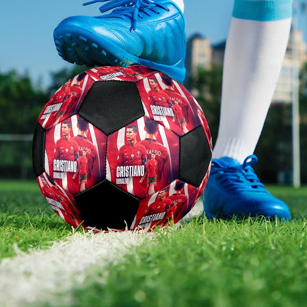 1PC  C R Greatness Size 5 Soccer Ball PrahaIndoor Soccer Ball Colorful All Ages Machine Stitched PVC Competition Ready Durable High-Bounce
