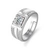 Large Men's Domineering Ring: 925 Sterling Silver, Copper, White Gold-Plated, One Carat Diamond Ring.