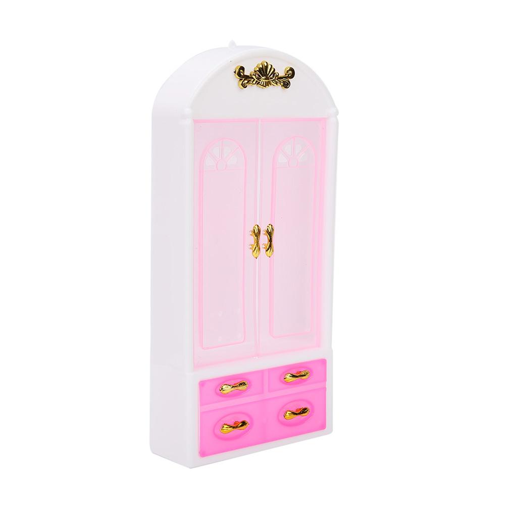 Шкаф Пластиковый шкаф Спальня Миниатюрная мебель Шкаф Спальня Миниатюрная мебель Аксессуары для кукольного домика Игрушки для девочек