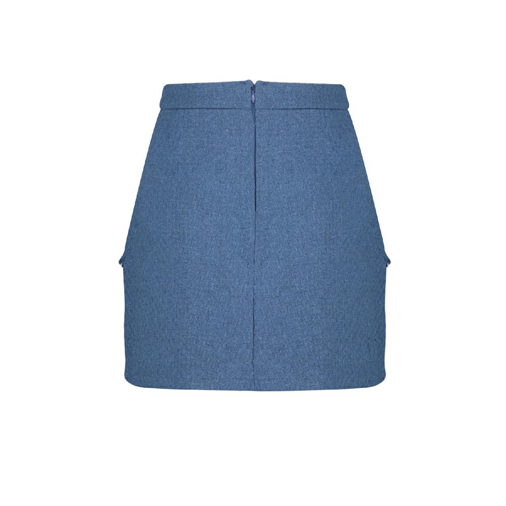 Detailní mini tkaná sukně z Indigo Tweed Fabric Tweed Twoaw24et00204